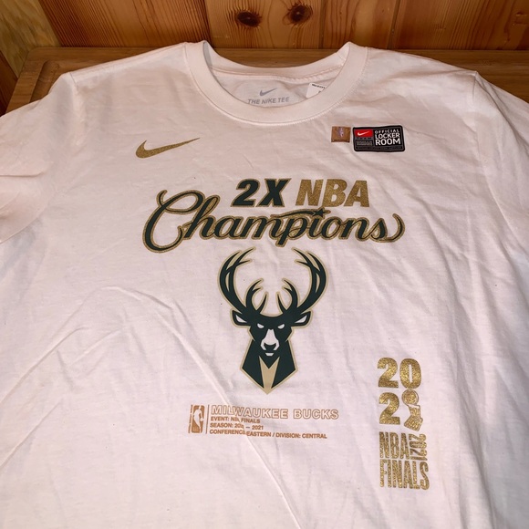 New Nike MILWAUKEE BUCKS NBA Champions Locker Room Shirt 4XL TALL 4XT 4XLT NWT - Picture 2 of 10